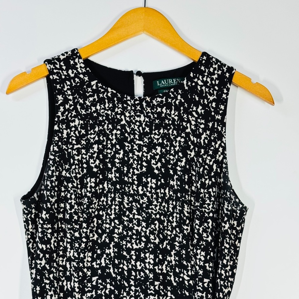 Lauren Ralph Lauren Women's Dress 8 Black White Sleeveless A-Line Elegant - Picture 3 of 10